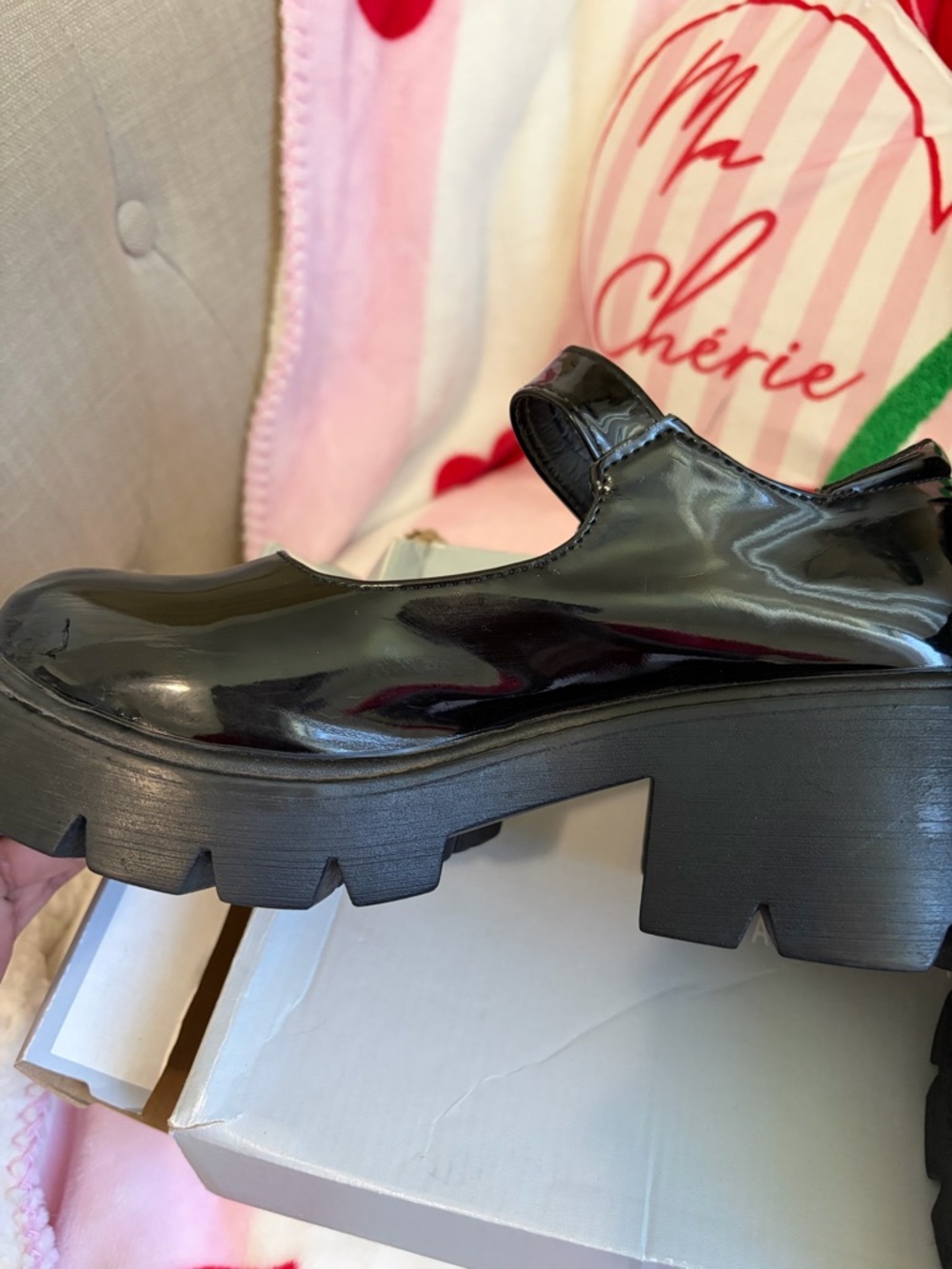 Hem Black Patent Platform Mary Jane Shoes